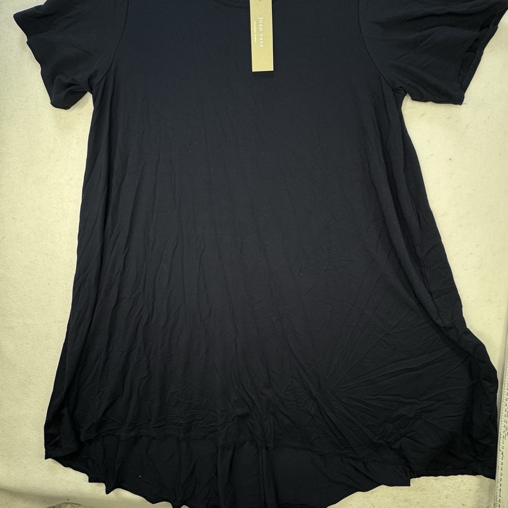 NEW $88 Joan Vass Plus Size 2X Stretch Jersey Knit Swing Dress Blue Flowey - Picture 7 of 9